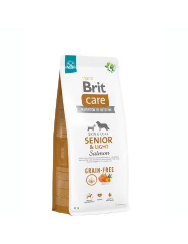 Brit Care Grain-Free Senior & Light Salmone 12 KG - Crocchette leggere per cani anziani