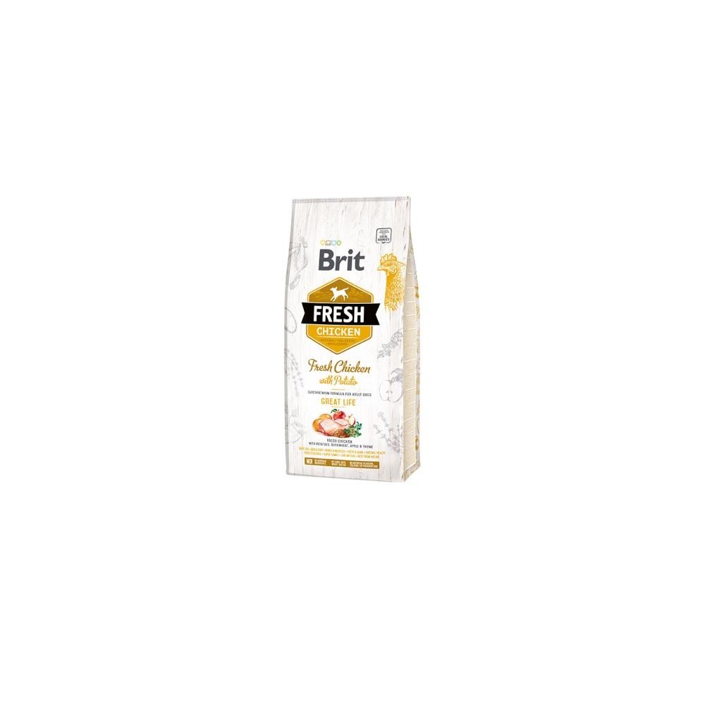 Brit Fresh Adult Pollo & Patate 12 Kg - Crocchette naturali con pollo fresco