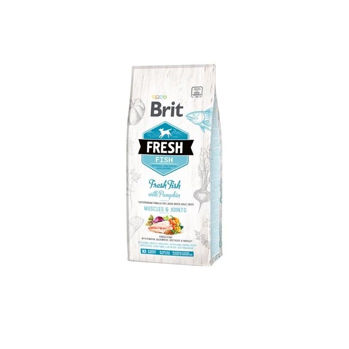 Brit Fresh Adult Large Pesce & Zucca 12 Kg - Crocchette naturali per cani di taglia grande