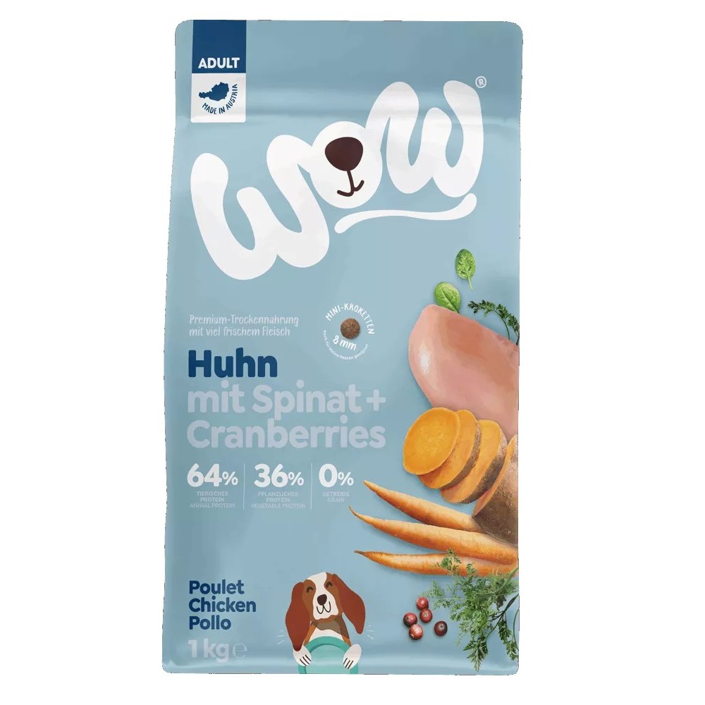 Crocchette WOW Pollo Grain Free Minis per Cani Piccola Taglia 1kg - Naturali e Digestibili