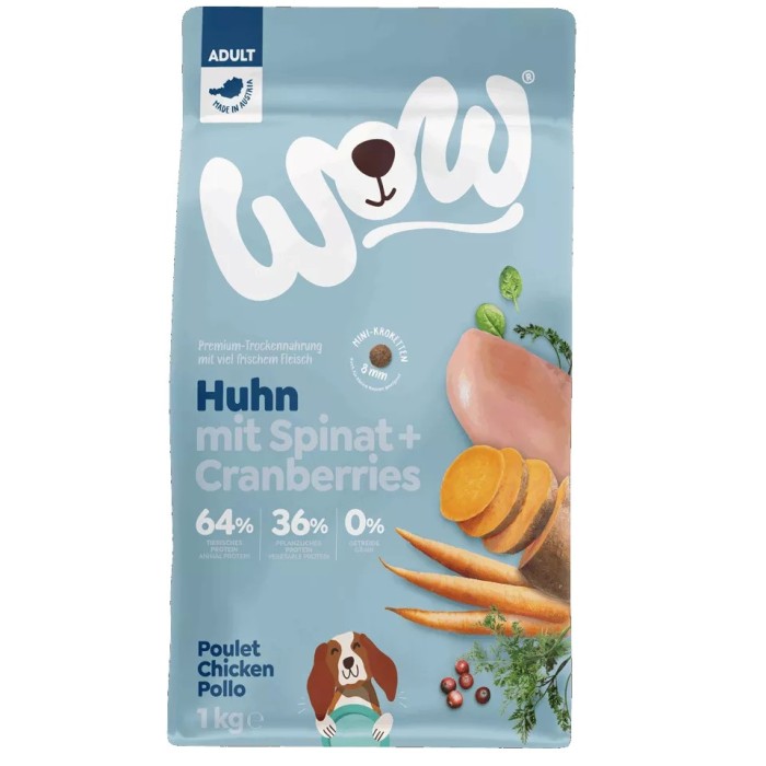 Crocchette WOW Pollo Grain Free Minis per Cani Piccola Taglia 1kg - Naturali e Digestibili