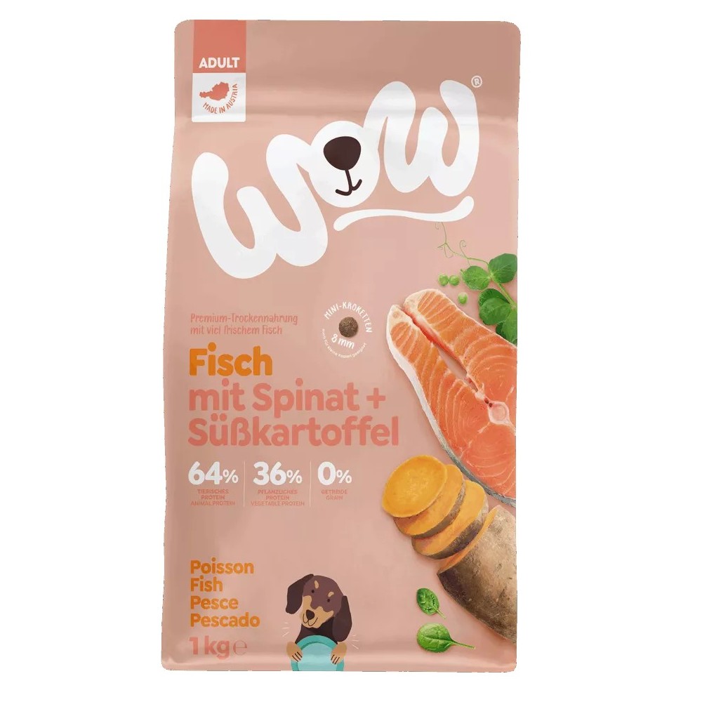 WOW Secco Cane Grain Free Adulto Salmone 1kg - Cibo per cani piccoli