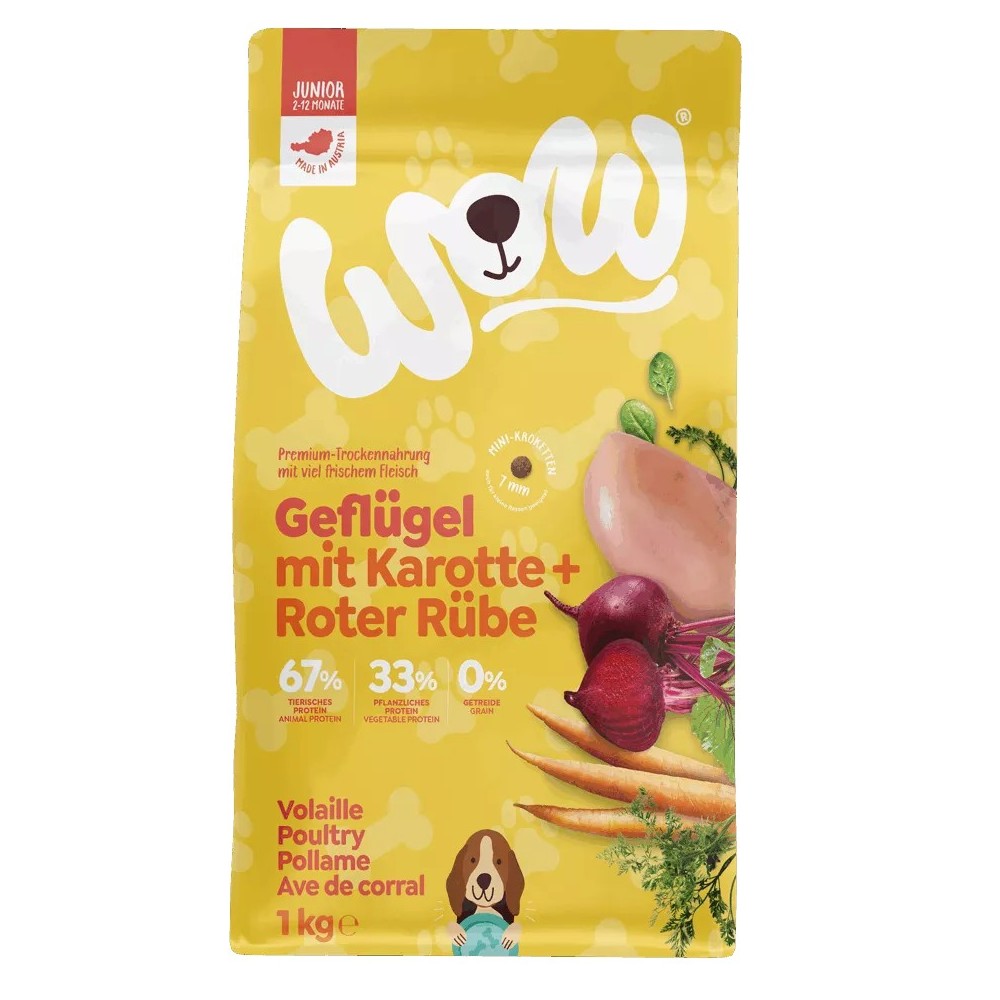 Crocchette Grain Free per Cuccioli WOW Junior Pollame 1kg - Alta digeribilità