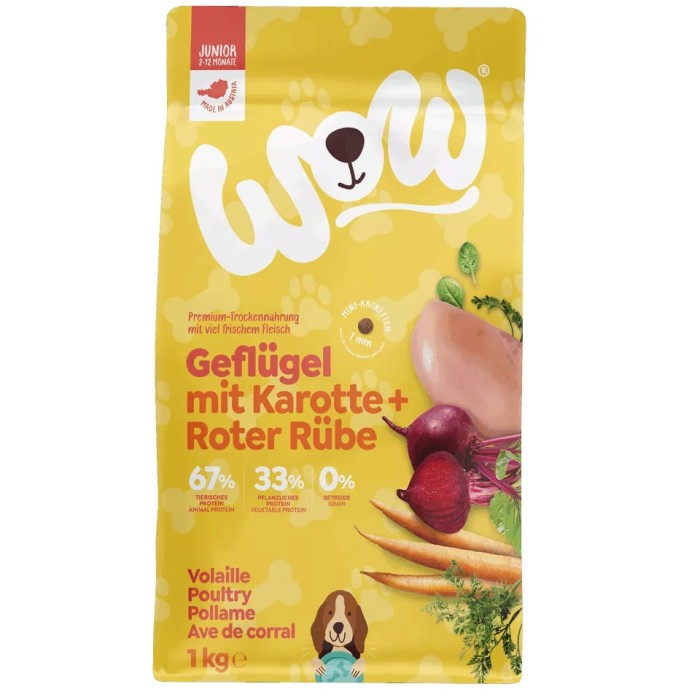Crocchette Grain Free per Cuccioli WOW Junior Pollame 1kg - Alta digeribilità