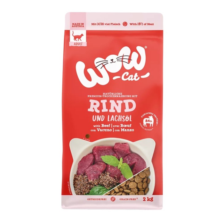 WOW Gatto Adult Manzo & Pollame 2kg - Crocchette Grain Free Naturali