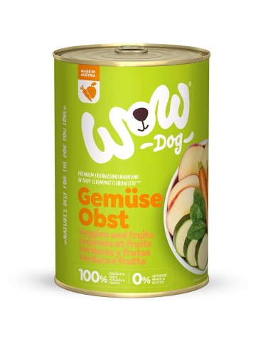 WOW Umido Cane Verdura e Frutta 400g - Alimento Vegetale Naturale