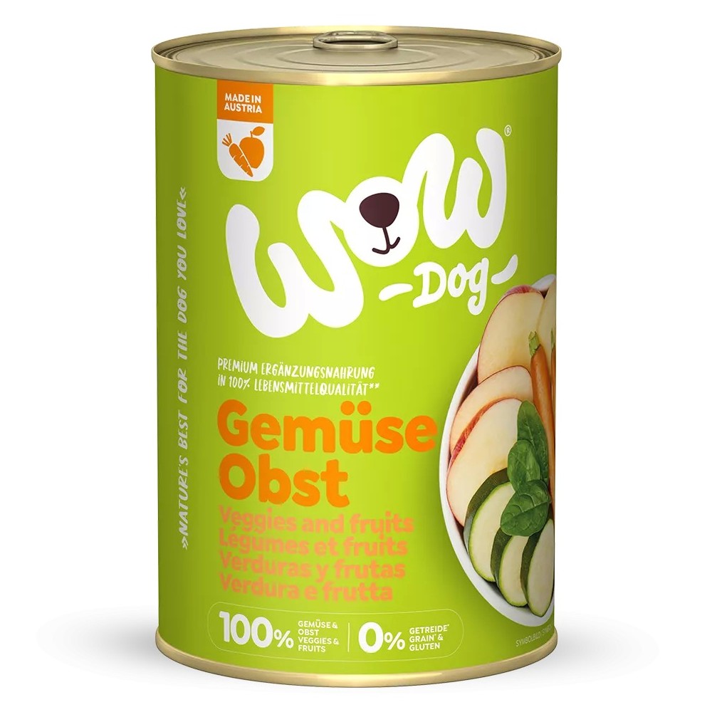 WOW Umido Cane Verdura e Frutta 400g - Alimento Vegetale Naturale