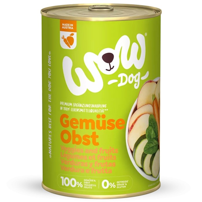 WOW Umido Cane Verdura e Frutta 400g - Alimento Vegetale Naturale