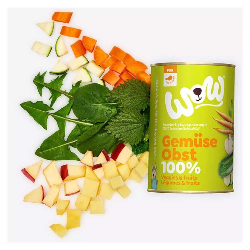 WOW Umido Cane Verdura e Frutta 400g - Alimento Vegetale Naturale
