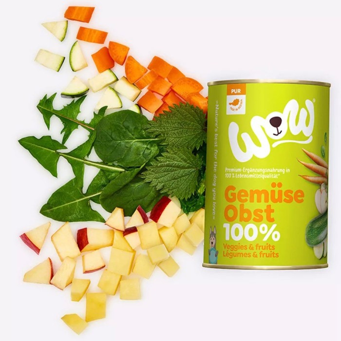 WOW Umido Cane Verdura e Frutta 400g - Alimento Vegetale Naturale