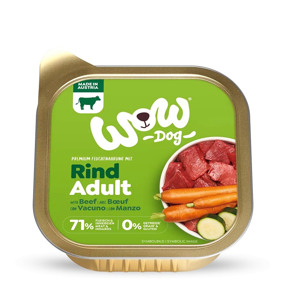 WOW Umido Cane Adulto Manzo con carote e zucchine 150g - Alimento Grain Free Naturale