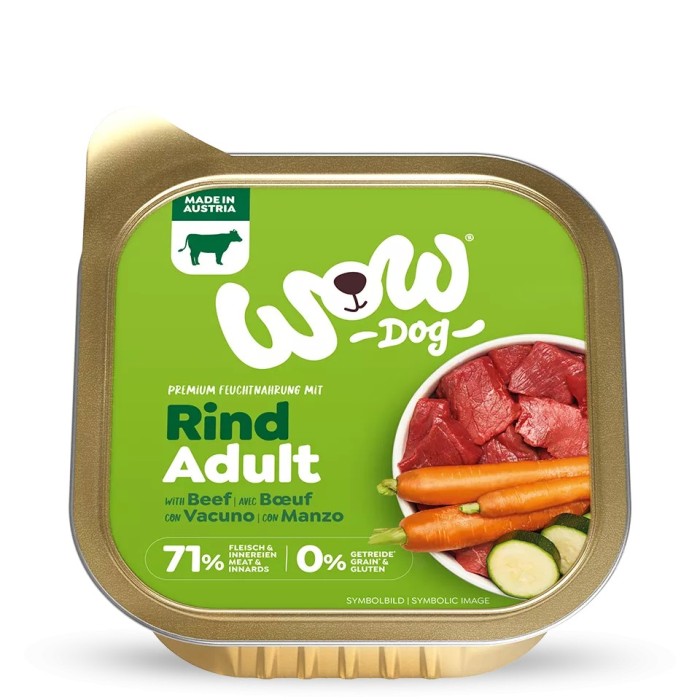 WOW Umido Cane Adulto Manzo con carote e zucchine 150g - Alimento Grain Free Naturale