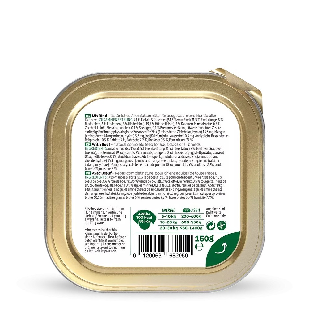 WOW Umido Cane Adulto Manzo con carote e zucchine 150g - Alimento Grain Free Naturale