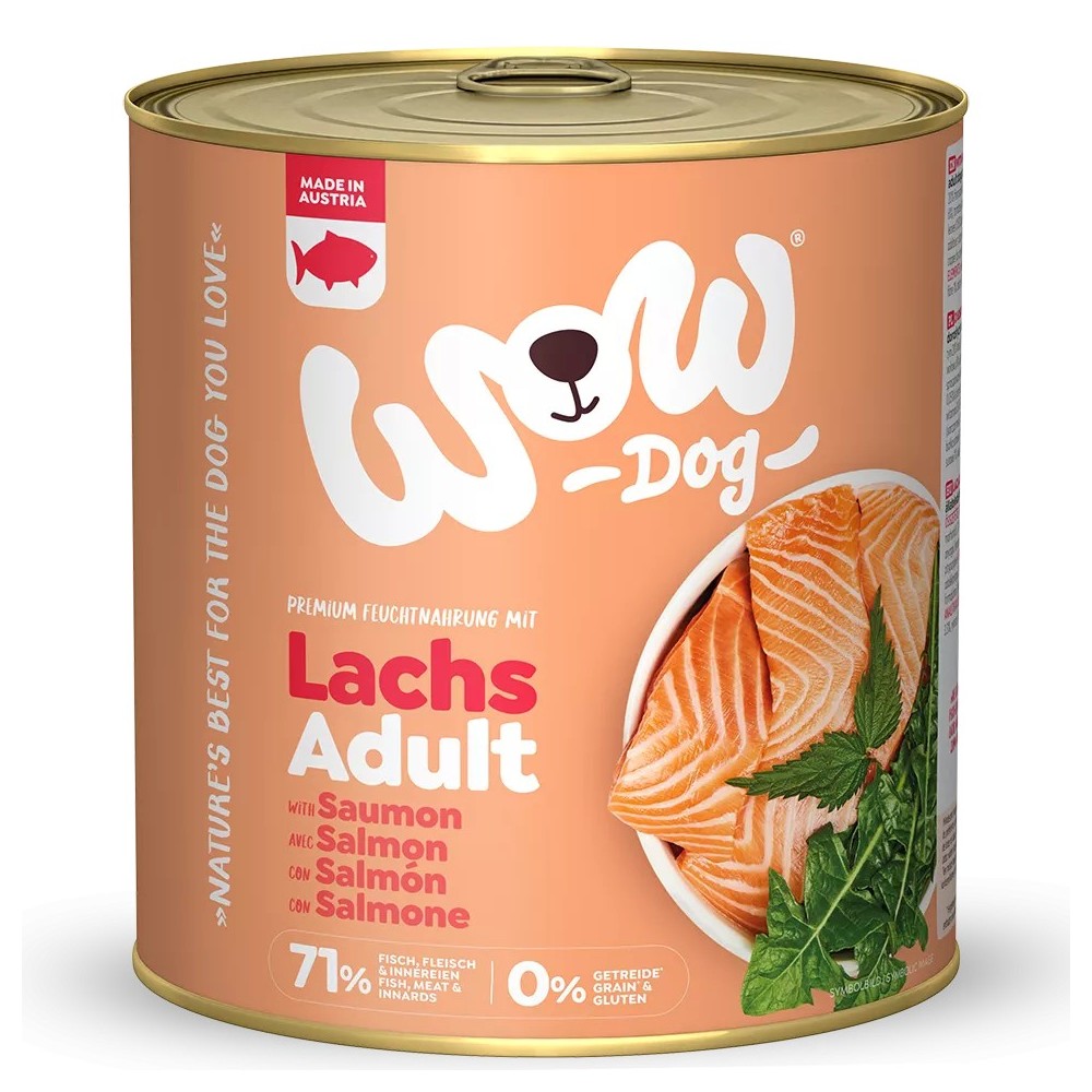 WOW Umido Cane Salmone 800g - Alimento Grain Free Naturale e Funzionale