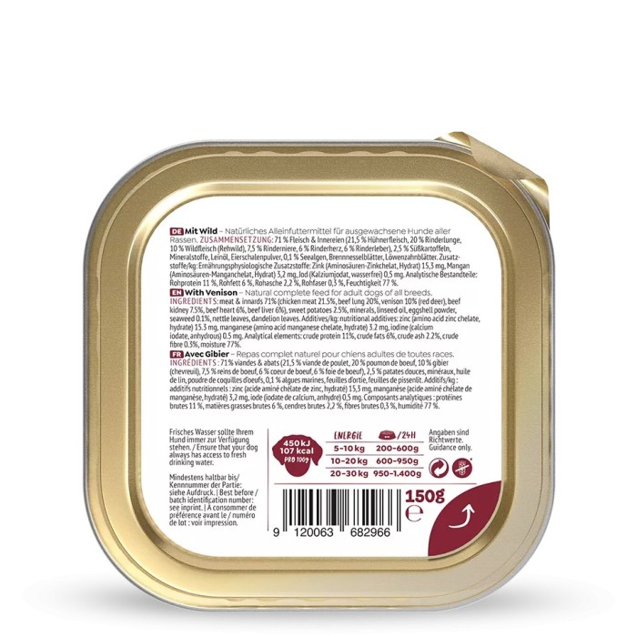 WOW Umido Cane Selvaggina 150g - Alimento Grain Free Naturale e Gustoso