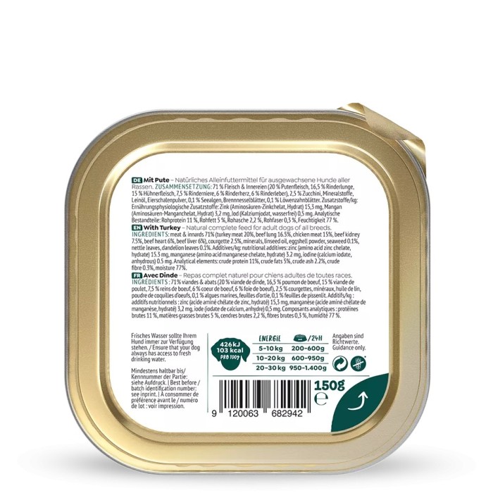 WOW Umido Cane Tacchino 150g - Grain Free Naturale con Zucchine e Superfood