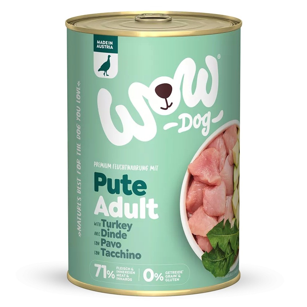 WOW Umido Cane Tacchino 400g - Grain Free Naturale con Zucchine e Superfood