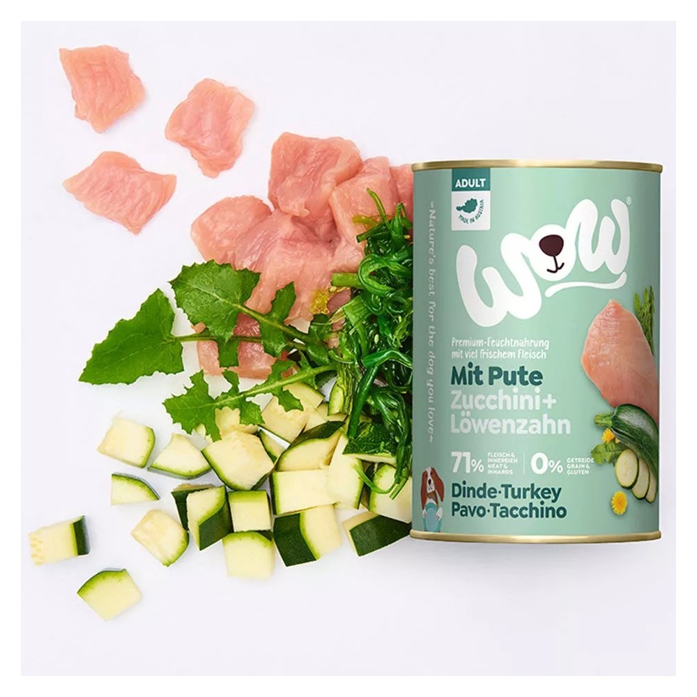 WOW Umido Cane Tacchino 400g - Grain Free Naturale con Zucchine e Superfood