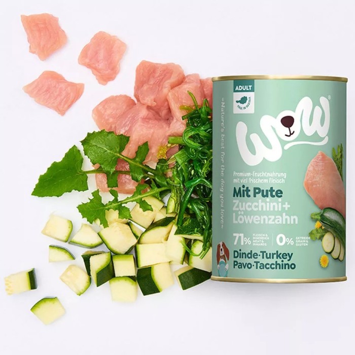 WOW Umido Cane Tacchino 400g - Grain Free Naturale con Zucchine e Superfood