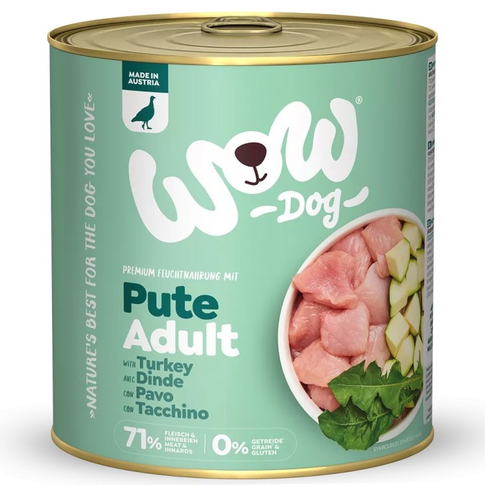WOW Umido Cane Tacchino 800g - Grain Free Naturale con Zucchine e Superfood