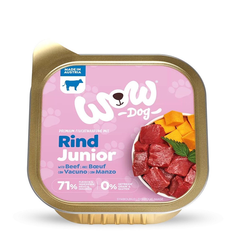 WOW Junior Umido Cane Manzo con Zucca 150g - Naturale e Grain Free per Cuccioli