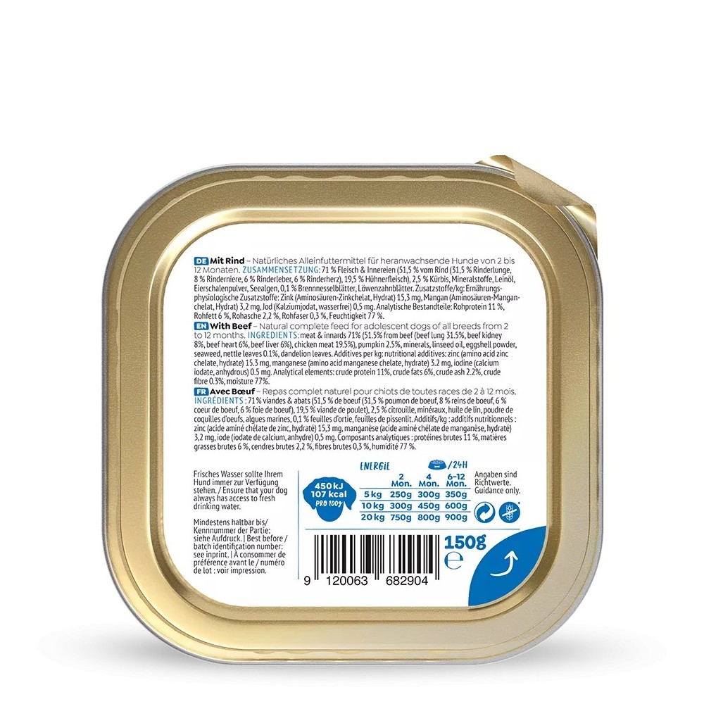 WOW Junior Umido Cane Manzo con Zucca 150g - Naturale e Grain Free per Cuccioli