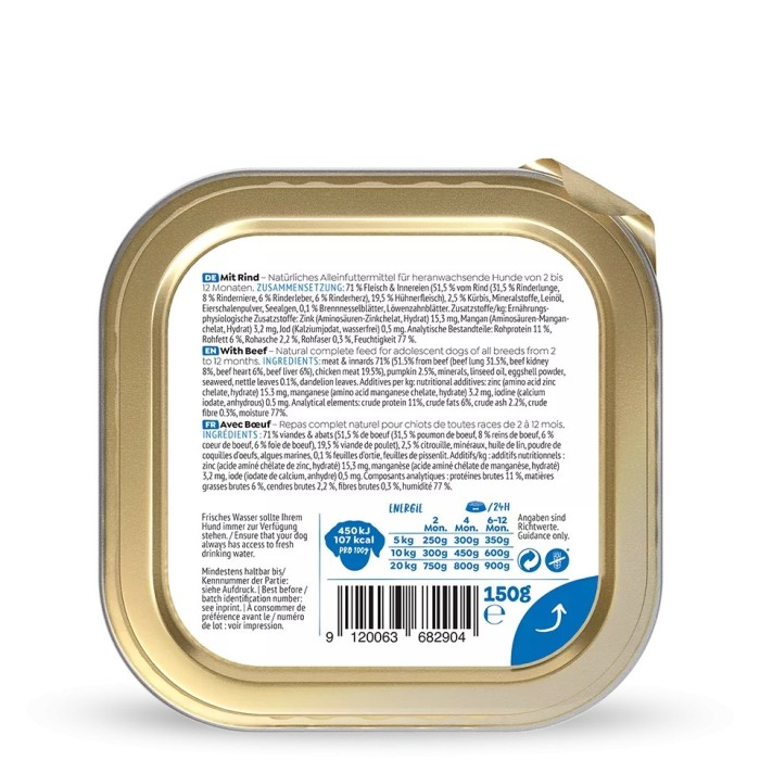 WOW Junior Umido Cane Manzo con Zucca 150g - Naturale e Grain Free per Cuccioli