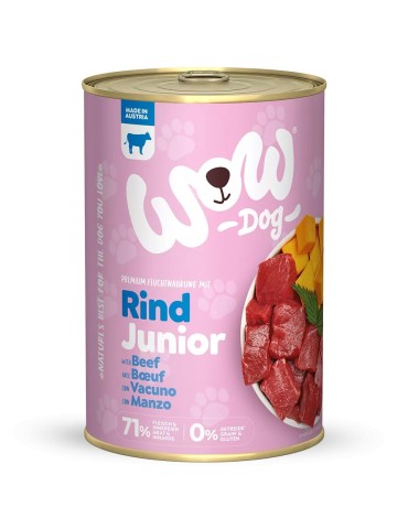 WOW Junior Umido Cane Manzo con Zucca 400g - Naturale e Grain Free per Cuccioli