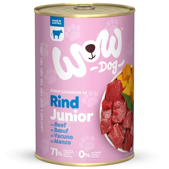 WOW Junior Umido Cane Manzo con Zucca 400g - Naturale e Grain Free per Cuccioli