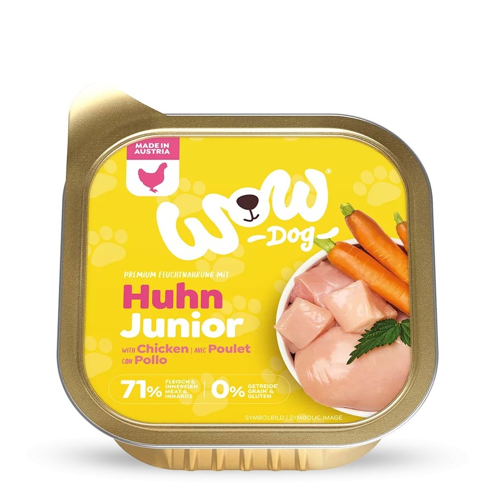 WOW Junior Umido Cane Pollo con Carote 150g - Naturale e Completo per Cuccioli