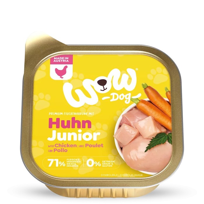 WOW Junior Umido Cane Pollo con Carote 150g - Naturale e Completo per Cuccioli
