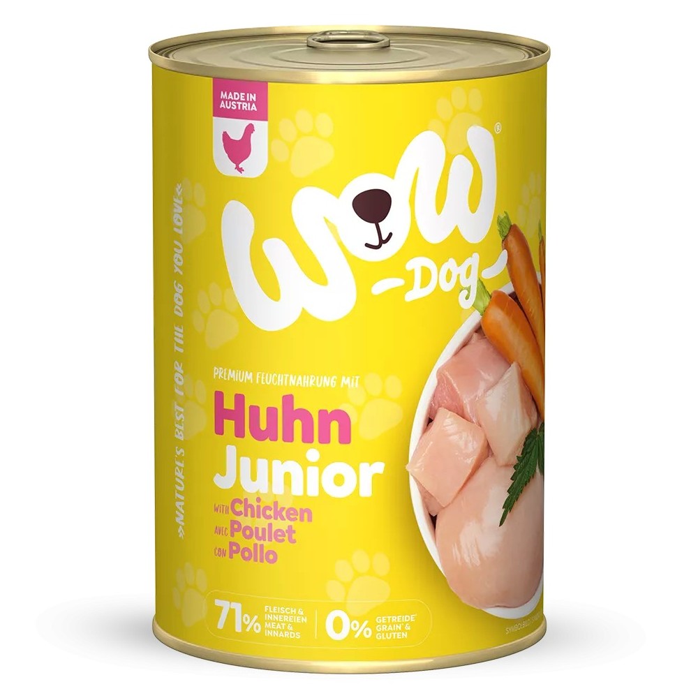 WOW Junior Umido Cane Pollo con Carote 400g - Naturale e Completo per Cuccioli