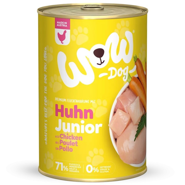 WOW Junior Umido Cane Pollo con Carote 400g - Naturale e Completo per Cuccioli
