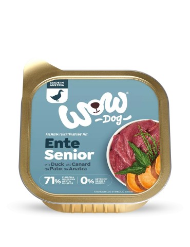 WOW Umido Cane Senior Anatra 150g - Grain Free Naturale per Cani Anziani