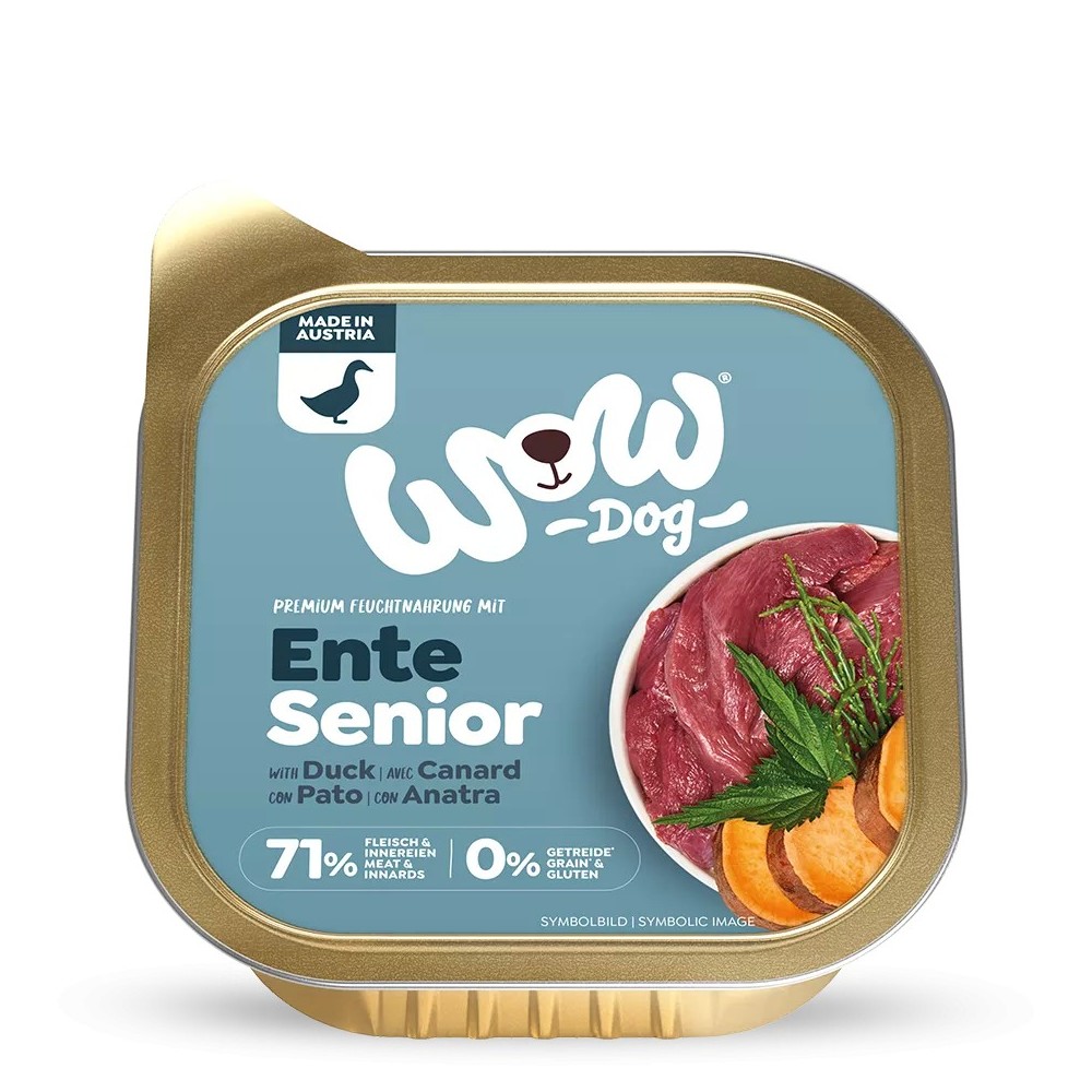 WOW Umido Cane Senior Anatra 150g - Grain Free Naturale per Cani Anziani