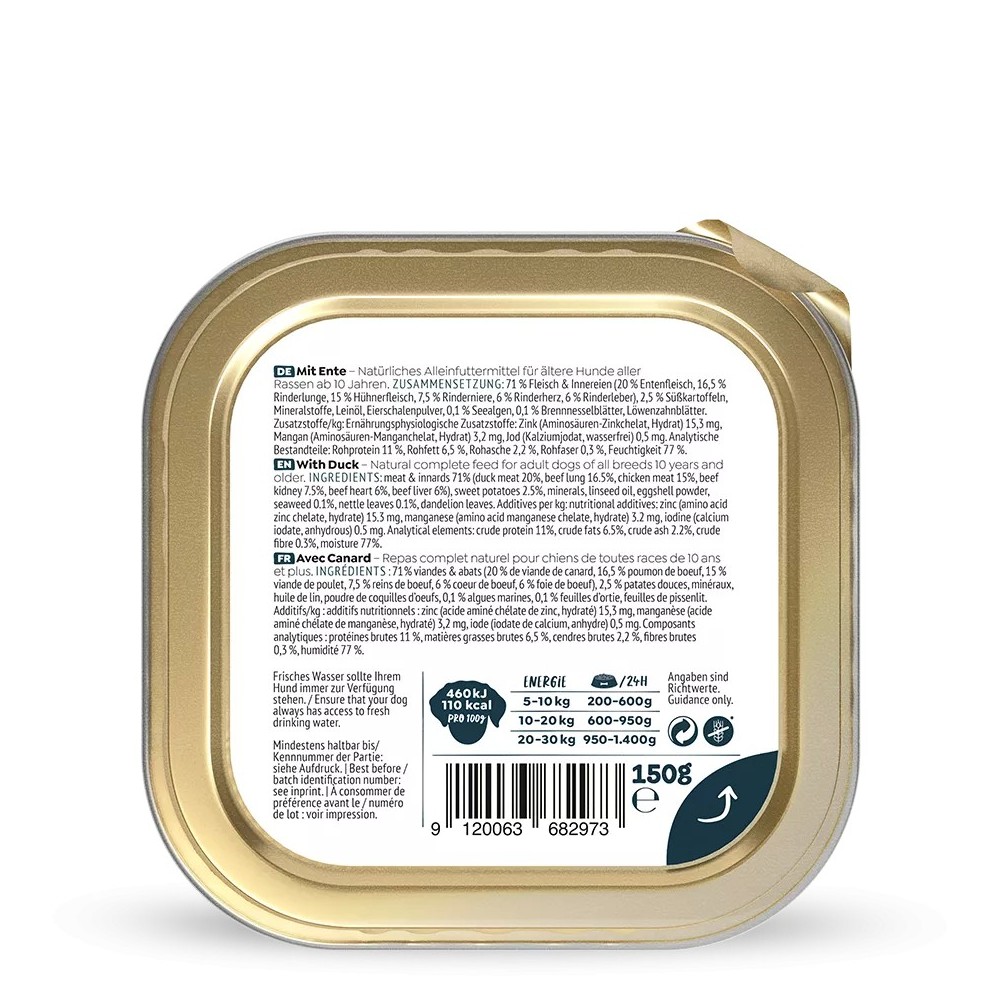 WOW Umido Cane Senior Anatra 150g - Grain Free Naturale per Cani Anziani