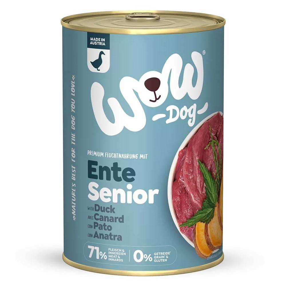 WOW Umido Cane Senior Anatra 400g - Grain Free Naturale per Cani Anziani