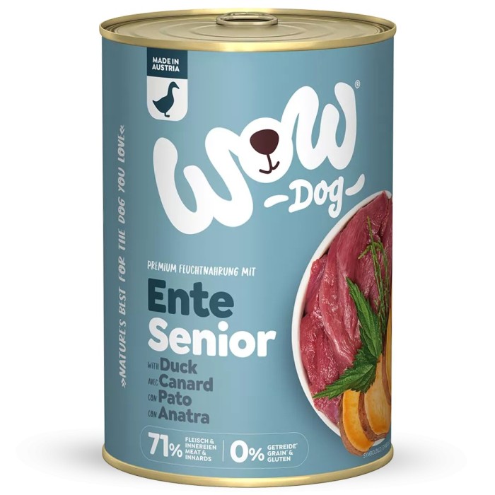 WOW Umido Cane Senior Anatra 400g - Grain Free Naturale per Cani Anziani