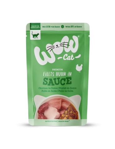 WOW Cat Adult Pollo in Salsa 85g - Umido Grain Free Naturale per Gatti