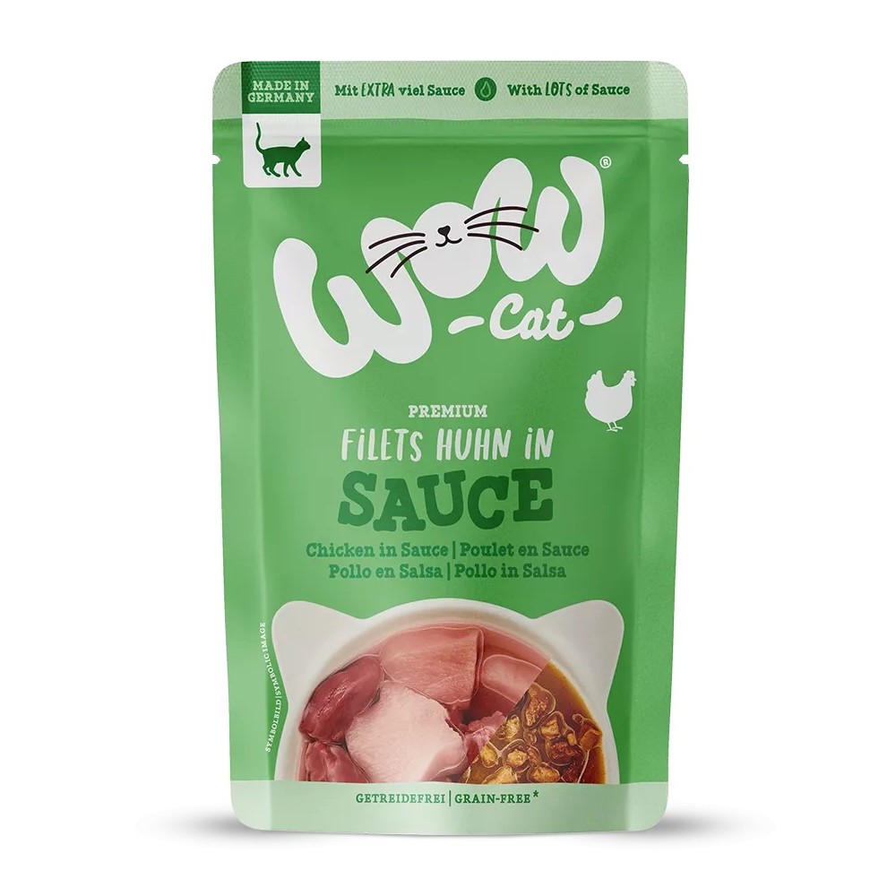 WOW Cat Adult Pollo in Salsa 85g - Umido Grain Free Naturale per Gatti