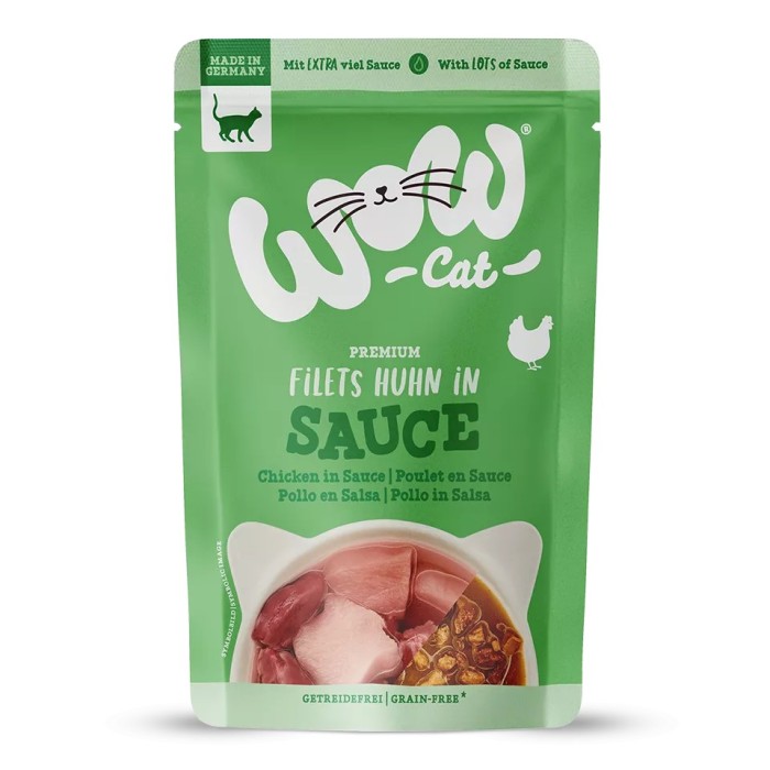 WOW Cat Adult Pollo in Salsa 85g - Umido Grain Free Naturale per Gatti