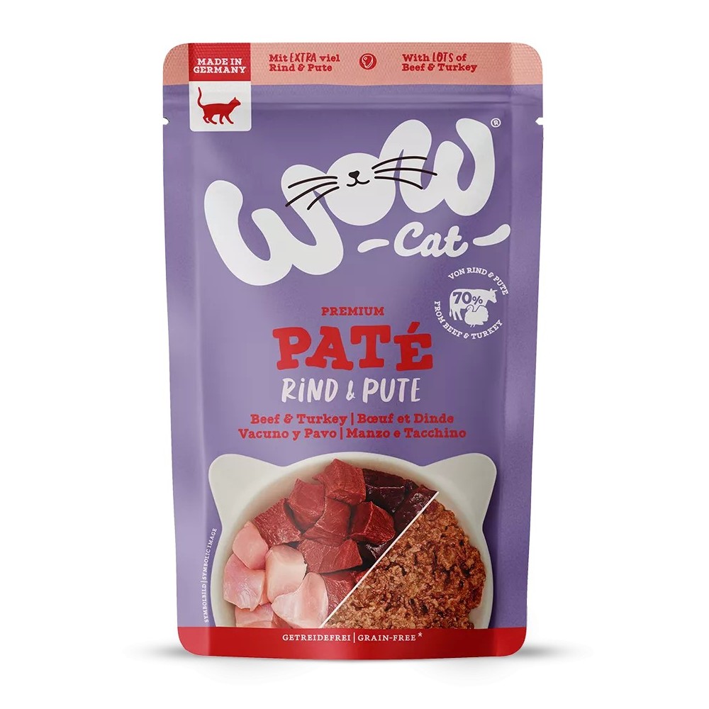 WOW Cat ADULT Patè Manzo e Tacchino 125g - Umido completo per gatti adulti