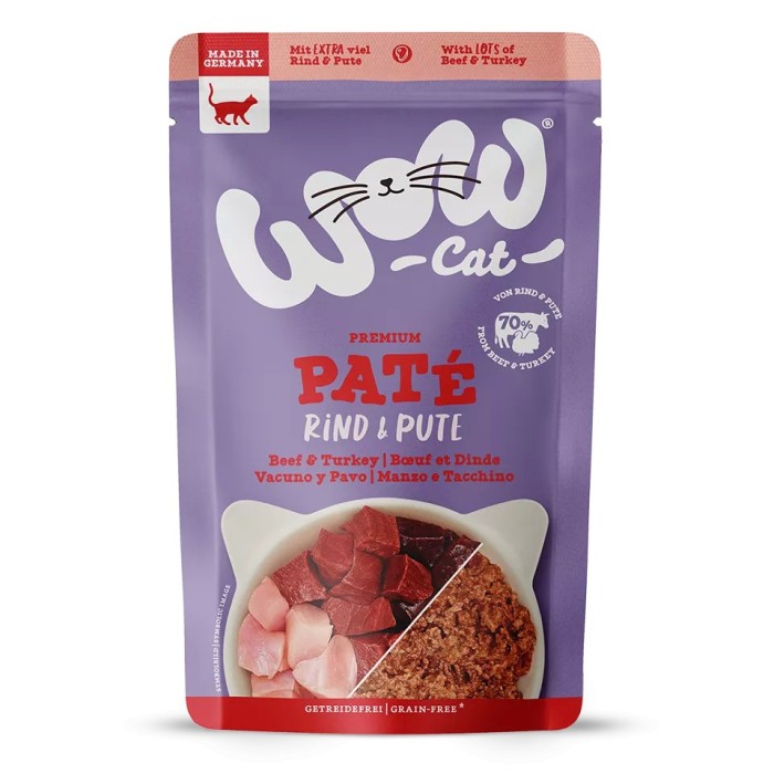 WOW Cat ADULT Patè Manzo e Tacchino 125g - Umido completo per gatti adulti