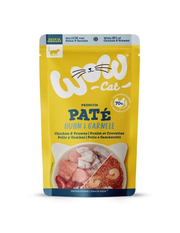 WOW Cat Patè Pollo e Gamberi 125g - Umido naturale per gatti adulti