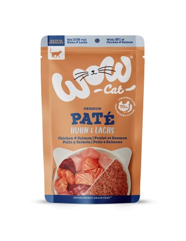 WOW Cat Patè Pollo e Salmone 125g - Alimento umido naturale per gatti