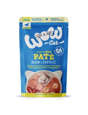 WOW Cat JUNIOR Patè Pollo e Gamberi 125g - Umido naturale per gattini