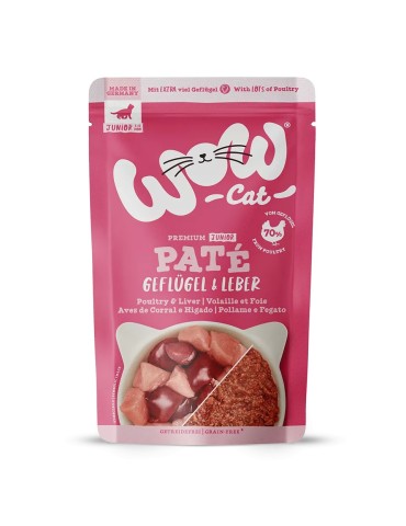 WOW Cat JUNIOR Patè Pollame e Fegato 125g - Umido per gattini in crescita