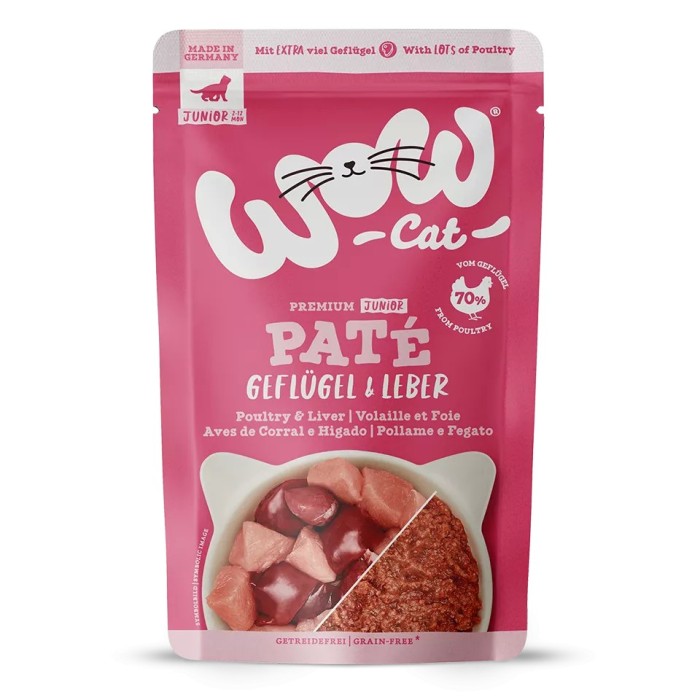 WOW Cat JUNIOR Patè Pollame e Fegato 125g - Umido per gattini in crescita