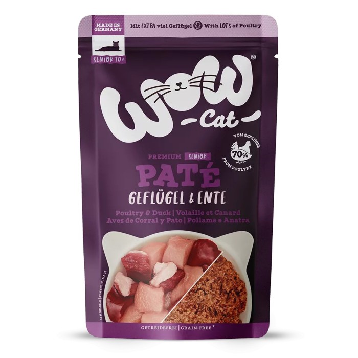 WOW Cat SENIOR Patè Pollame e Anatre 125g - Umido naturale per gatti anziani
