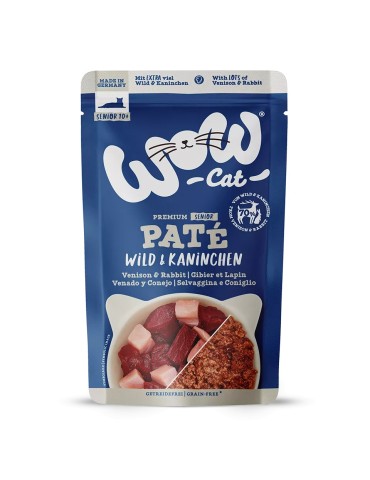 WOW Cat Patè Selvaggina e Coniglio 125g – Umido Grain Free per Gatti Adulti